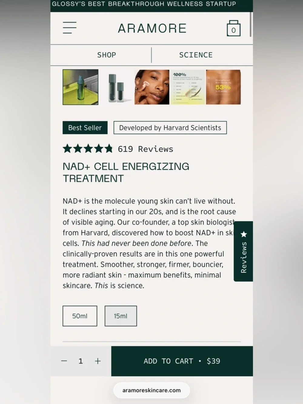 *NIB 15ml* ARMORE NAD+ Cell Energizing Treatment — Sage Green Serum